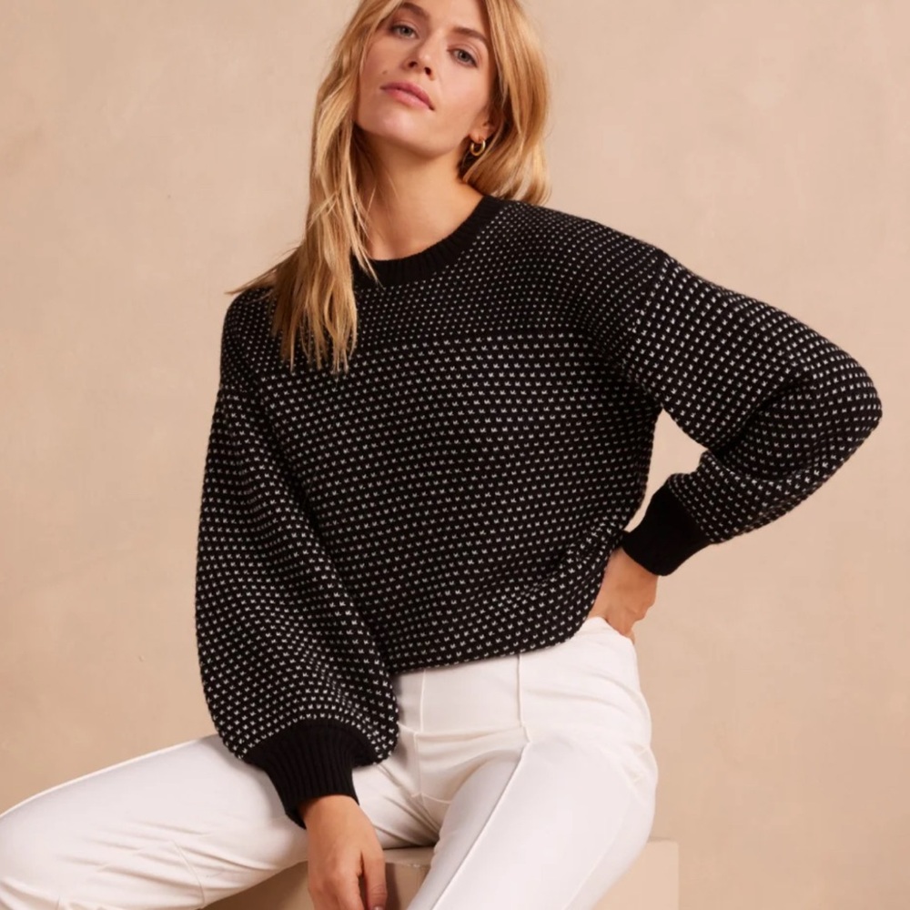 summersalt Black and White Patterned Crewneck Sweater